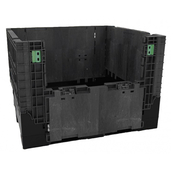 Black, 48" x 45" x 34", Extra-Duty Bulk Box, 2 Gates, 1800lbs Cap. - Recycled Materials