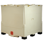 Tan, 48" x 44" x 47". Caliber 315 Bottom discharge w/lid, 3307lbs Cap.