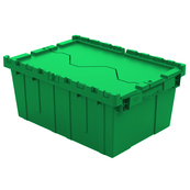 Green, 21" x 15" x 9" Attached Lid Container, Traction Bottom