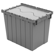 Grey, 21" x 15" x 17" Attached Lid Container, Traction Bottom