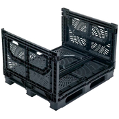 Black, 48" x 40" x 32", Vented Collapsible, 4 Gates, Field Bin Bulk Container