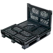 Black, 48" x 40" x 32", Vented Collapsible, 4 Gates, Field Bin Bulk Container