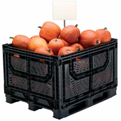 Black, 48" x 40" x 32", Vented Collapsible, 4 Gates, Field Bin Bulk Container