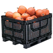 Black, 48" x 40" x 32", Vented Collapsible, 4 Gates, Field Bin Bulk Container