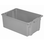 Grey, 29" x 19" x 10", Stack and Nest Container, 100lbs Cap.
