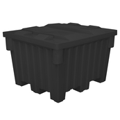 Black, 48" x 42" x 30", 24 Cu. Ft., 1200lb Cap., Nesting Forklift Bin w/ Lid