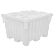 White, 48" x 42" x 30", 24 Cu. Ft., 1200lb Cap., Nesting Forklift Bin w/ Lid